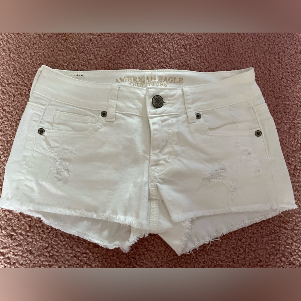 White jean shorts